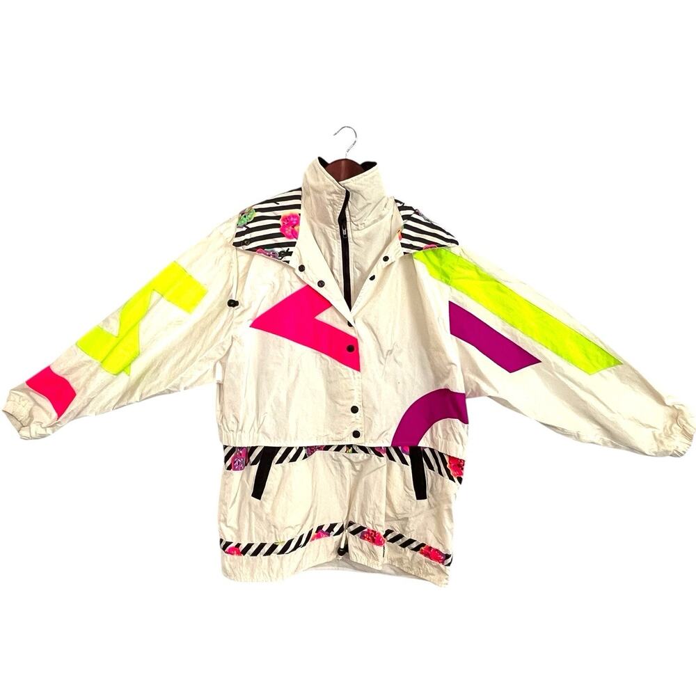 Obermeyer Acrobat Ski Jacket Women's Size 10 Neon Colorblock 90s Vintage Nylon